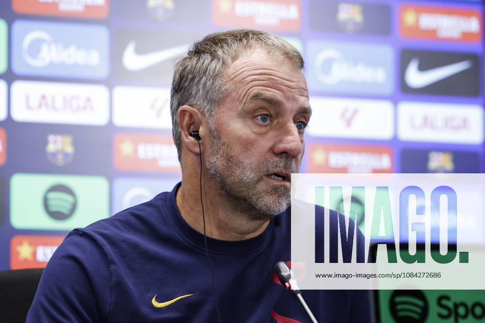 Hansi Flick, head coach of FC Barcelona, Barca attends his press conference, PK, Pressekonferenz during the training day of FC Barcelona ahead the Spanish League, LaLiga EA Sports, football match against Getafe CF at Ciudad Esportiva Joan Gamper on October 09, 2026 in Sant Joan Despi, Barcelona, Spain. FC Barcelona Training And Press Conference - LaLiga EA Sports - ZUMAa181 20261009_zaa_a181_031