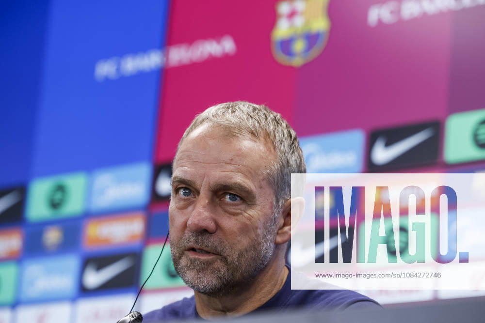 Hansi Flick, head coach of FC Barcelona, Barca attends his press conference, PK, Pressekonferenz during the training day of FC Barcelona ahead the Spanish League, LaLiga EA Sports, football match against Getafe CF at Ciudad Esportiva Joan Gamper on October 09, 2026 in Sant Joan Despi, Barcelona, Spain. FC Barcelona Training And Press Conference - LaLiga EA Sports - ZUMAa181 20261009_zaa_a181_043