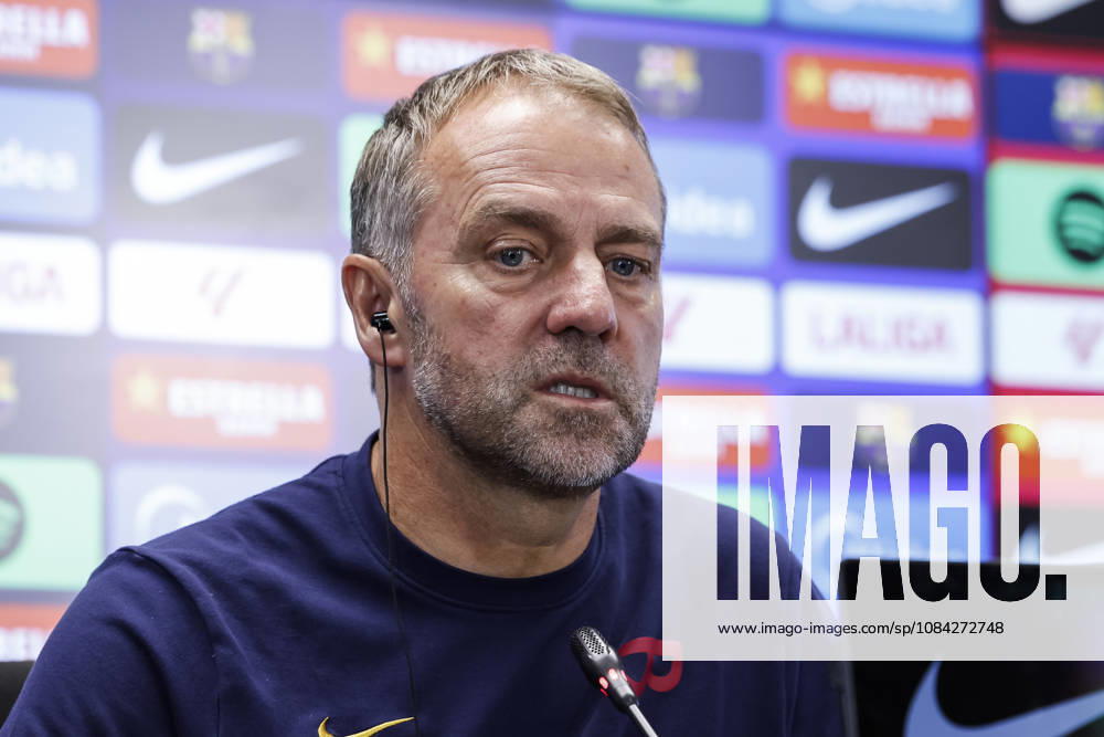 Hansi Flick, head coach of FC Barcelona, Barca attends his press conference, PK, Pressekonferenz during the training day of FC Barcelona ahead the Spanish League, LaLiga EA Sports, football match against Getafe CF at Ciudad Esportiva Joan Gamper on October 09, 2026 in Sant Joan Despi, Barcelona, Spain. FC Barcelona Training And Press Conference - LaLiga EA Sports - ZUMAa181 20261009_zaa_a181_044