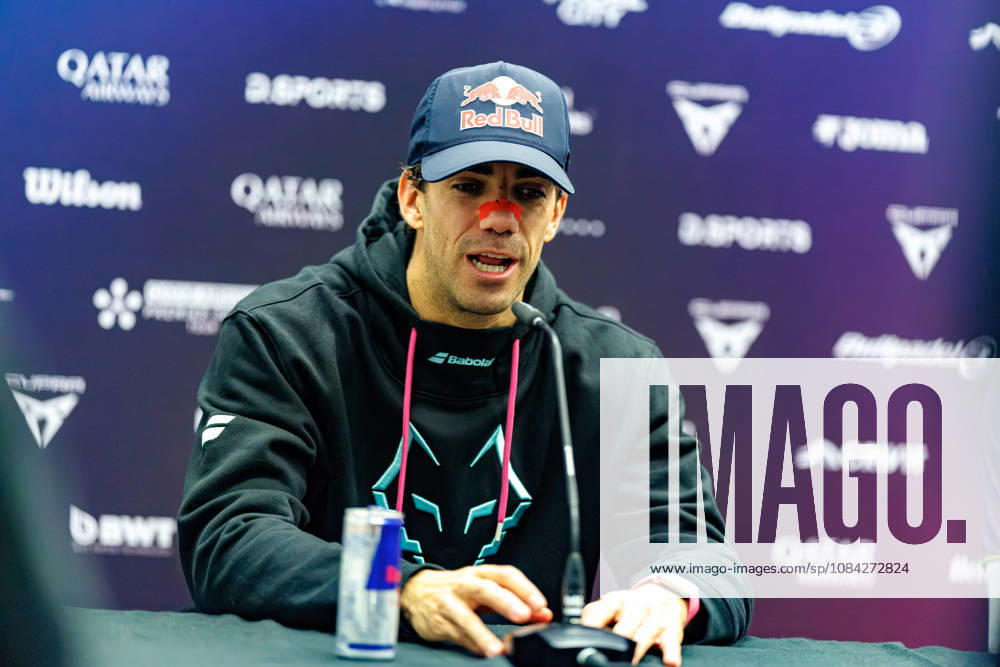DÜSSELDORF, GERMANY - 9 OCTOBER 2026: Image shows press conference, PK, Pressekonferenz with Juan Lebron (ESP) during CUPRA Germany Premier Padel P2 2026 Day 6: Quarterfinals at CASTELLO Düsseldorf on 9 10 2026 in Düsseldorf, Germany. Germany