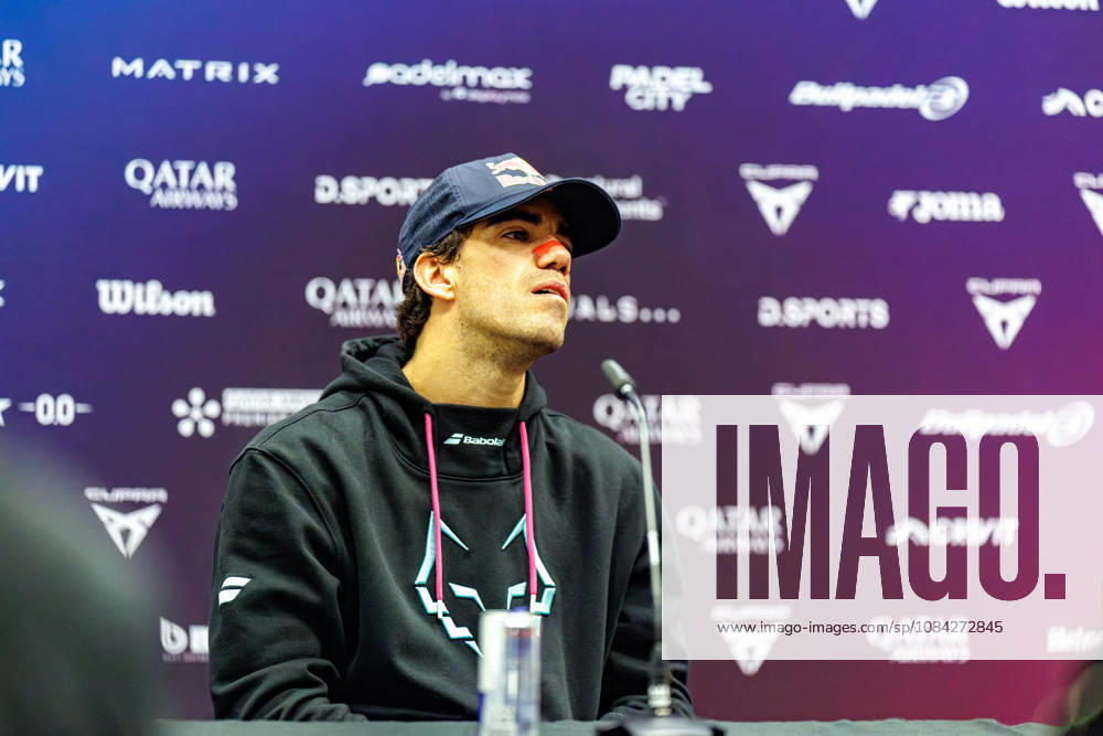 DÜSSELDORF, GERMANY - 9 OCTOBER 2026: Image shows press conference, PK, Pressekonferenz with Juan Lebron (ESP) during CUPRA Germany Premier Padel P2 2026 Day 6: Quarterfinals at CASTELLO Düsseldorf on 9 10 2026 in Düsseldorf, Germany. Germany
