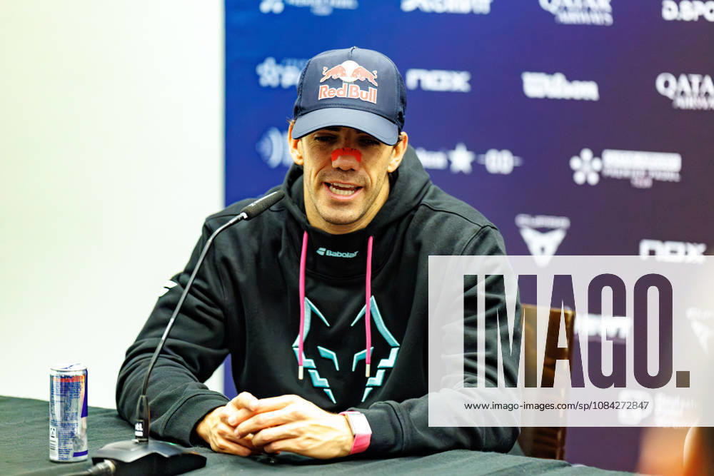 DÜSSELDORF, GERMANY - 9 OCTOBER 2026: Image shows press conference, PK, Pressekonferenz with Juan Lebron (ESP) during CUPRA Germany Premier Padel P2 2026 Day 6: Quarterfinals at CASTELLO Düsseldorf on 9 10 2026 in Düsseldorf, Germany. Germany