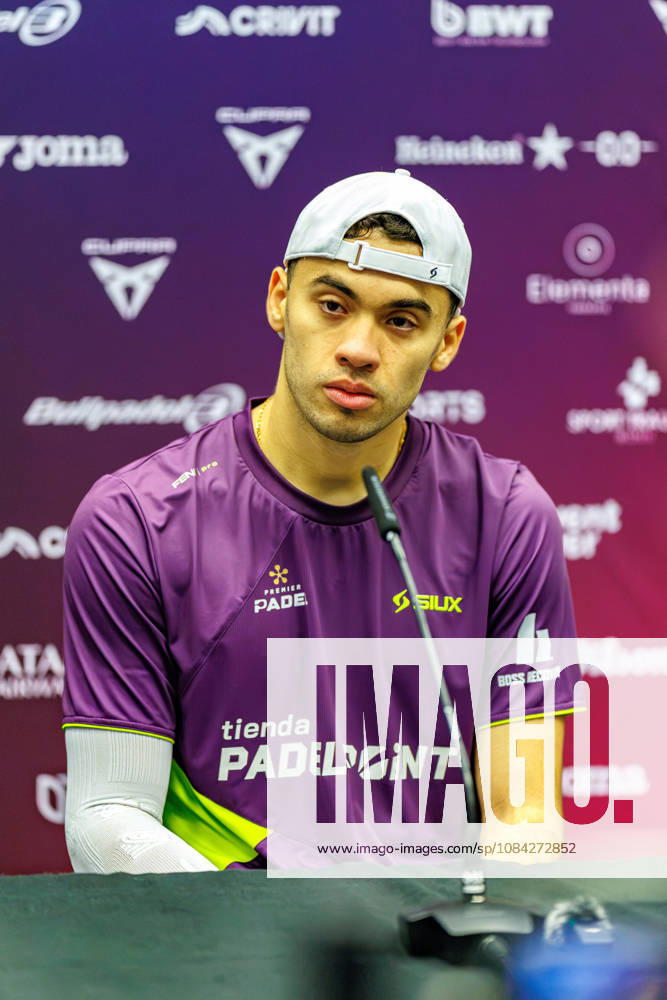 DÜSSELDORF, GERMANY - 9 OCTOBER 2026: Image shows press conference, PK, Pressekonferenz Leandro Roman Augsburger (ARG) during CUPRA Germany Premier Padel P2 2026 Day 6: Quarterfinals at CASTELLO Düsseldorf on 9 10 2026 in Düsseldorf, Germany. Germany