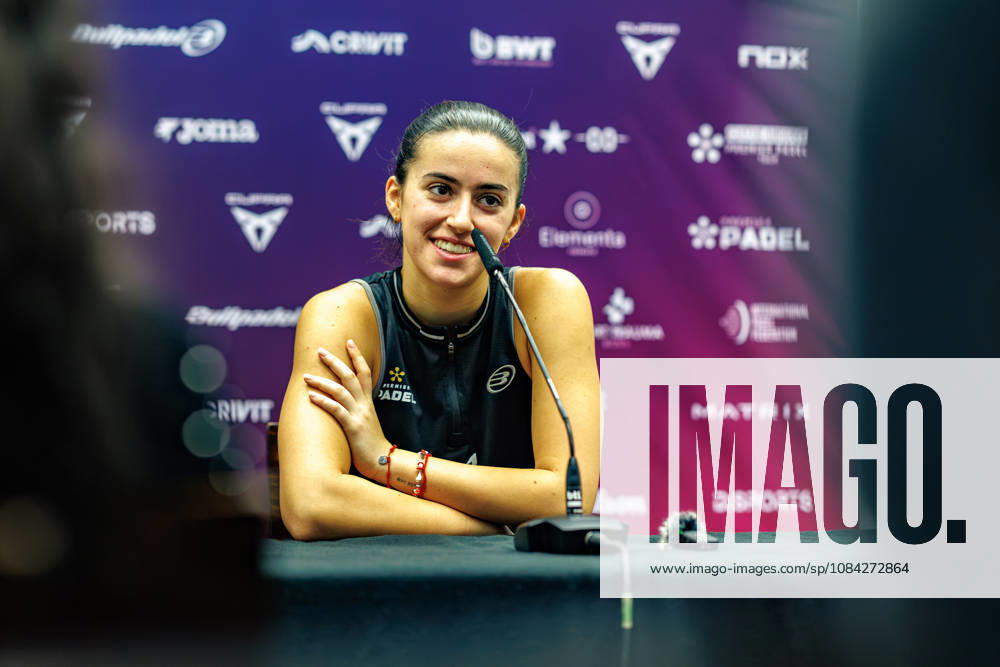 DÜSSELDORF, GERMANY - 9 OCTOBER 2026: Image shows press conference, PK, Pressekonferenz with Claudia Fernandez Sanchez (ESP) during CUPRA Germany Premier Padel P2 2026 Day 6: Quarterfinals at CASTELLO Düsseldorf on 9 10 2026 in Düsseldorf, Germany. Germany