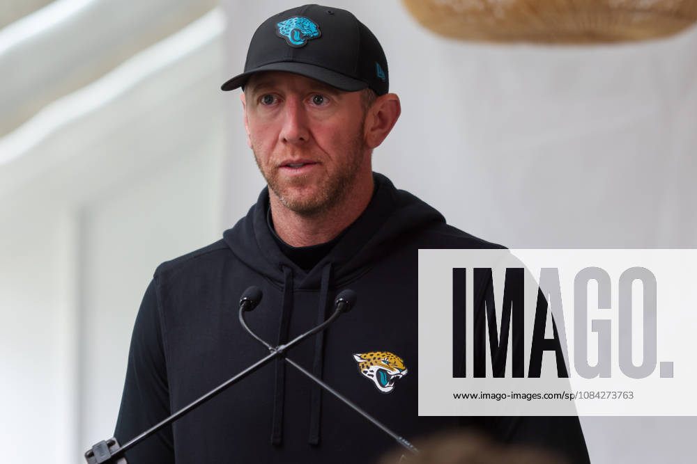 CHADLER’S CROSS, ENGLAND - October 9th: Head Coach Liam Coan of the Jacksonville Jaguars ding a Q&A media session during the Jacksonville Jaguars training session at The Grove on October 9, 2026 in Chandler’s Cross, England on October 9th 2026, in Hertfordshire England.