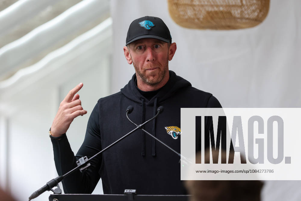 CHADLER’S CROSS, ENGLAND - October 9th: Head Coach Liam Coan of the Jacksonville Jaguars ding a Q&A media session during the Jacksonville Jaguars training session at The Grove on October 9, 2026 in Chandler’s Cross, England on October 9th 2026, in Hertfordshire England.
