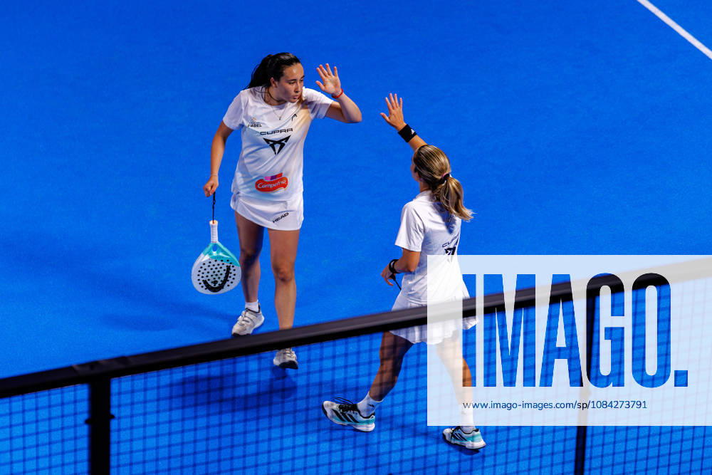 DÜSSELDORF, GERMANY - 9 OCTOBER 2026: Image shows the celebration of Andrea Ustero Prieto (ESP) and Ariana Sanchez Fallada (ESP) during CUPRA Germany Premier Padel P2 2026 Day 6: Quarterfinals at CASTELLO Düsseldorf on 9 10 2026 in Düsseldorf, Germany. Germany