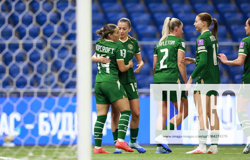 2027 FIFA Women s World Cup Round One Qualifying Play-off First Leg, Astana Arena, Astana, Kazakhstan 9 10 2026 Kazakhstan vs Republic of Ireland Irelands Shanade Hopcroft celebrates scoring a goal with teammates Shanade Hopcroft celebrates scoring a goal with teammates 9 10 2026