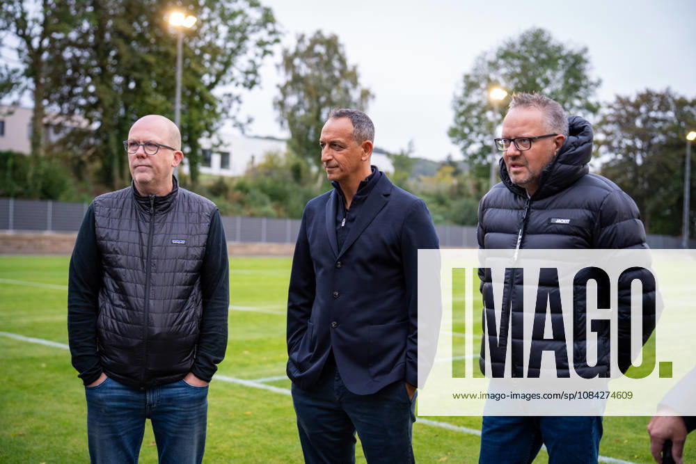 Dr. Dirk Kall (Kaufmaennischer Geschaeftsfuehrer, Alemannia Aachen), Rachid Azzouzi (Geschaeftsfuehrer Alemannia Aachen) und Bjoern Jansen (Alemannia Aachen, Praesident) TSV Alemannia Aachen Eroeffnung des neuen Trainigsplatzes, Saison 2026 2027, 09.10.2026 TSV Alemannia Aachen Eroeffnung des neuen Trainigsplatzes, Saison 2026 2027, 09.10.2026 Aachen