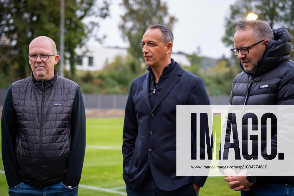 Dr. Dirk Kall (Kaufmaennischer Geschaeftsfuehrer, Alemannia Aachen), Rachid Azzouzi (Geschaeftsfuehrer Alemannia Aachen) und Bjoern Jansen (Alemannia Aachen, Praesident) TSV Alemannia Aachen Eroeffnung des neuen Trainigsplatzes, Saison 2026 2027, 09.10.2026 TSV Alemannia Aachen Eroeffnung des neuen Trainigsplatzes, Saison 2026 2027, 09.10.2026 Aachen