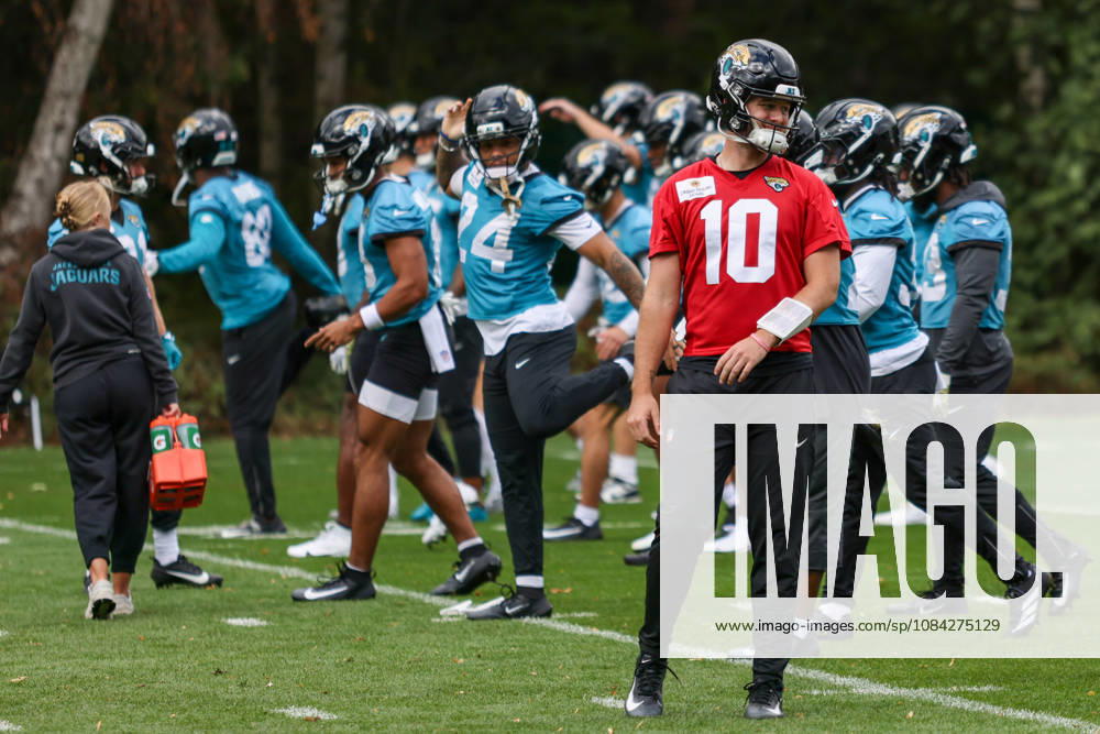 CHADLER’S CROSS, ENGLAND - October 9th: Carter Bradley of the Jacksonville Jaguars during the Jacksonville Jaguars training session at The Grove on October 9, 2026 in Chandler’s Cross, England on October 9th 2026, in Hertfordshire England. Phillip Rocker SPP