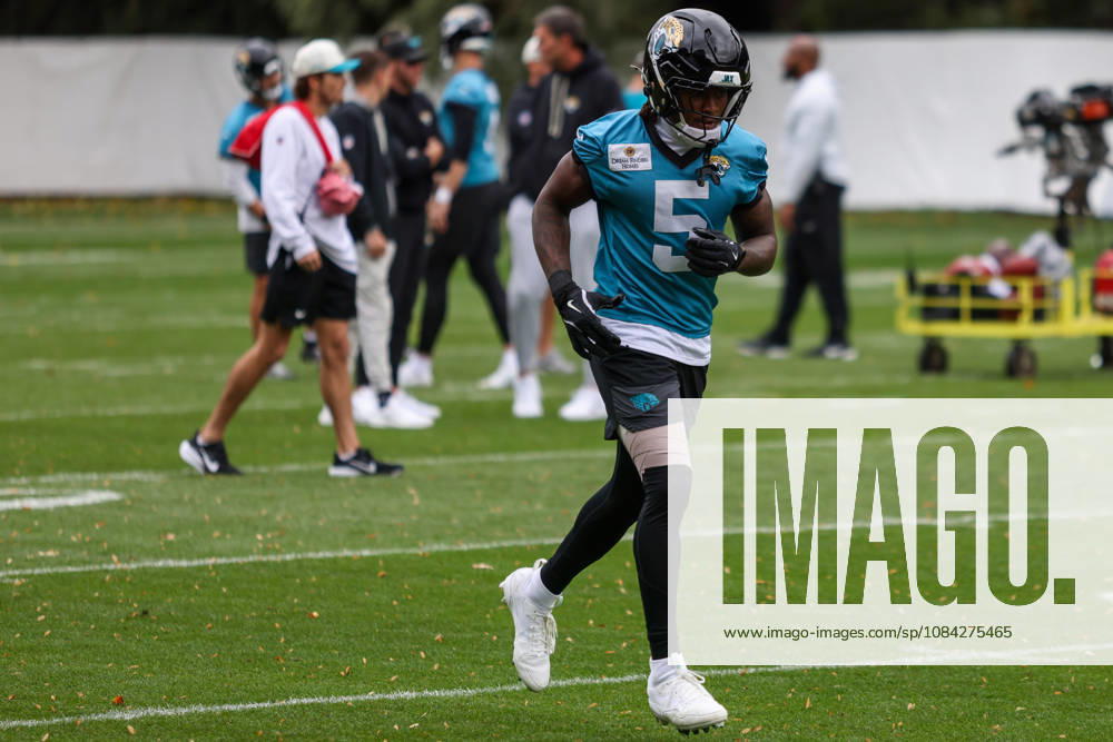 CHADLER’S CROSS, ENGLAND - October 9th: LeQuint Allen Jr. of the Jacksonville Jaguars during the Jacksonville Jaguars training session at The Grove on October 9, 2026 in Chandler’s Cross, England on October 9th 2026, in Hertfordshire England. Phillip Rocker SPP