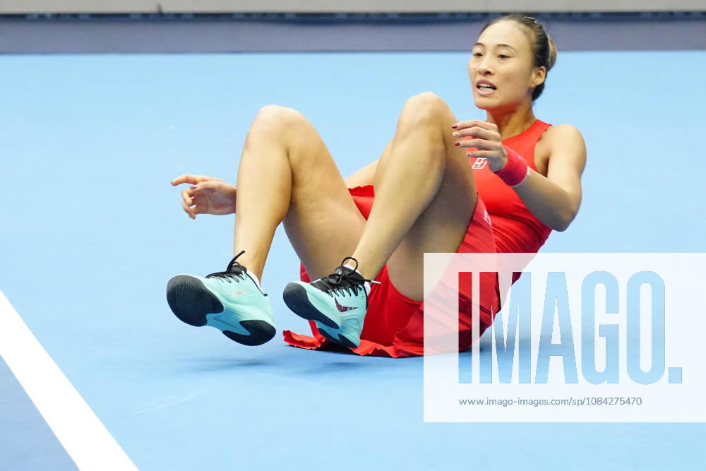 China Open 2026 - women s singles quarter-final in Beijing, China - 09 Oct 2026 Qinwen Zheng of China celebrates winning against Elina Svitolina of Ukraine (not in view) during the women s singles quarter-final match on day ten of China Open at the National Tennis Center. Beijing China