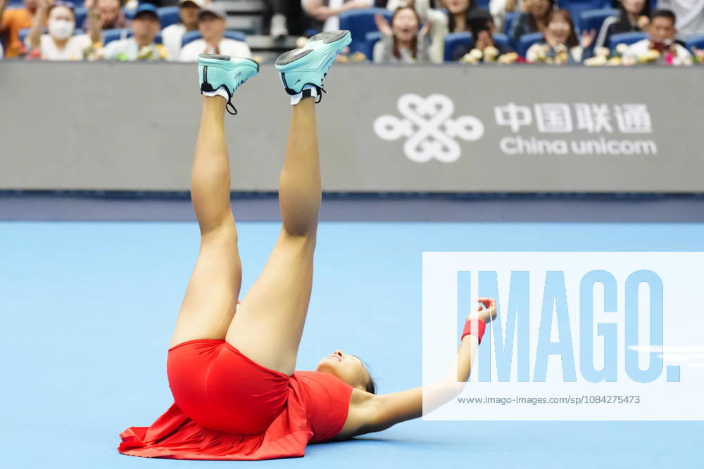 China Open 2026 - women s singles quarter-final in Beijing, China - 09 Oct 2026 Qinwen Zheng of China celebrates winning against Elina Svitolina of Ukraine (not in view) during the women s singles quarter-final match on day ten of China Open at the National Tennis Center. Beijing China