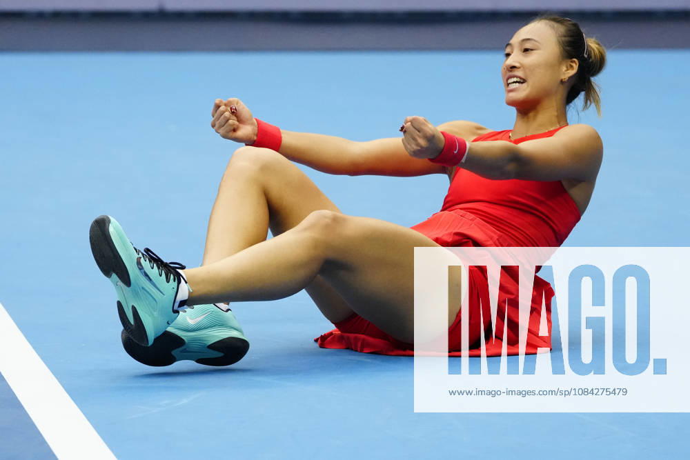 China Open 2026 - women s singles quarter-final in Beijing, China - 09 Oct 2026 Qinwen Zheng of China celebrates winning against Elina Svitolina of Ukraine (not in view) during the women s singles quarter-final match on day ten of China Open at the National Tennis Center. Beijing China