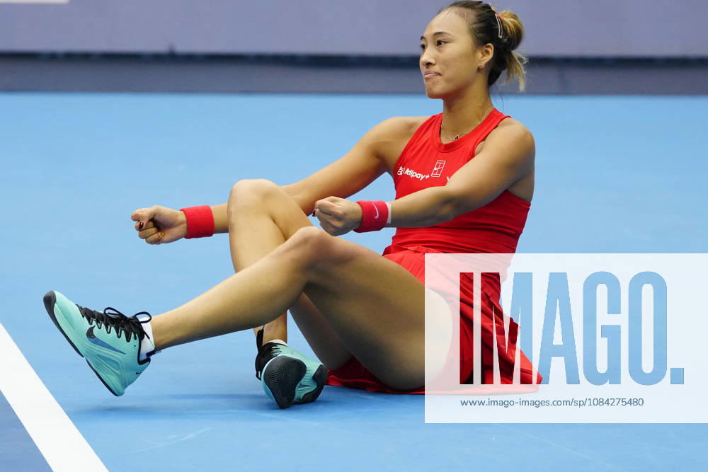 China Open 2026 - women s singles quarter-final in Beijing, China - 09 Oct 2026 Qinwen Zheng of China celebrates winning against Elina Svitolina of Ukraine (not in view) during the women s singles quarter-final match on day ten of China Open at the National Tennis Center. Beijing China
