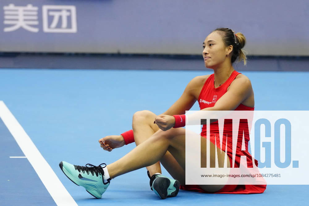 China Open 2026 - women s singles quarter-final in Beijing, China - 09 Oct 2026 Qinwen Zheng of China celebrates winning against Elina Svitolina of Ukraine (not in view) during the women s singles quarter-final match on day ten of China Open at the National Tennis Center. Beijing China