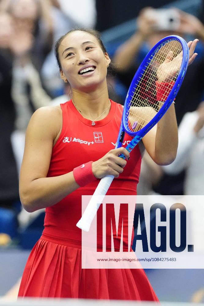China Open 2026 - women s singles quarter-final in Beijing, China - 09 Oct 2026 Qinwen Zheng of China celebrates winning against Elina Svitolina of Ukraine (not in view) during the women s singles quarter-final match on day ten of China Open at the National Tennis Center. Beijing China