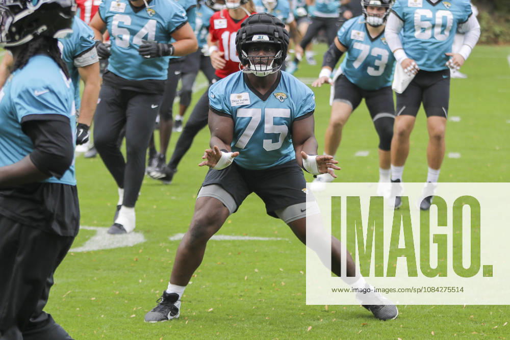Emmanuel Pregnon of the Jacksonville Jaguars training with the team during the Jacksonville Jaguars team practise and media as part of the London NFL, American Football Herren, USA Series 2026, at the Grove, Chandler’s Cross, Hertfordshire, England, on 09 October 2026. Jody Demay - Davies SPP