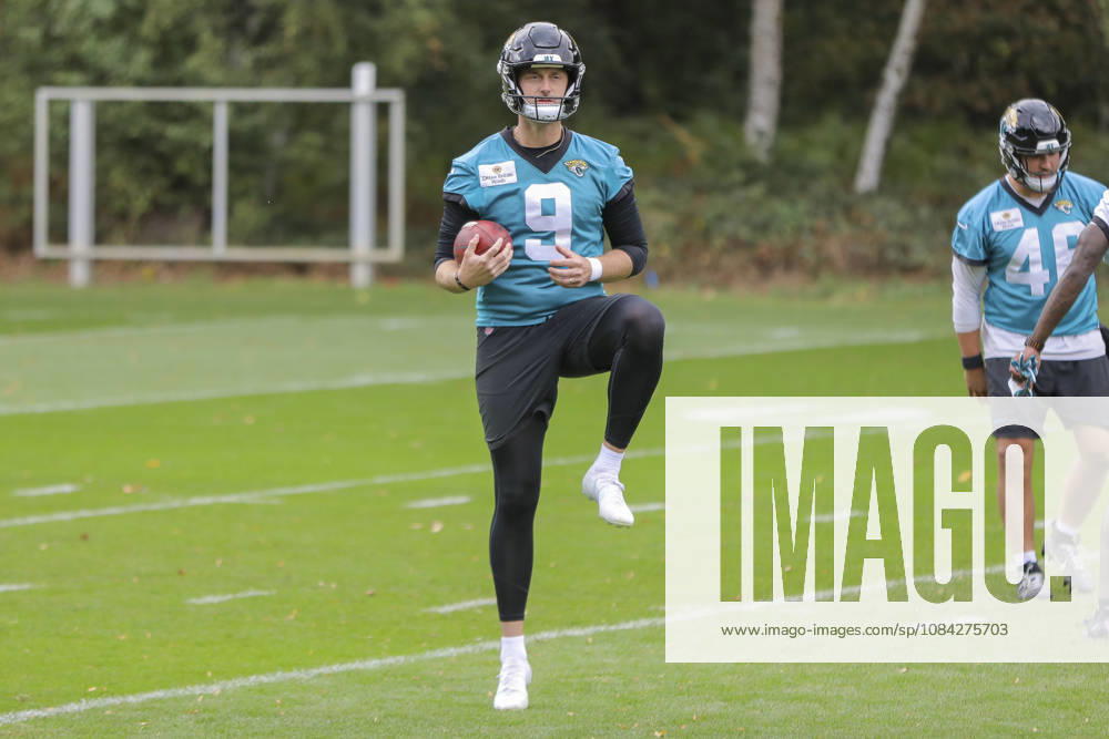 Logan Cooke of the Jacksonville Jaguars training during the Jacksonville Jaguars team practise and media as part of the London NFL, American Football Herren, USA Series 2026, at the Grove, Chandler’s Cross, Hertfordshire, England, on 09 October 2026. Jody Demay - Davies SPP