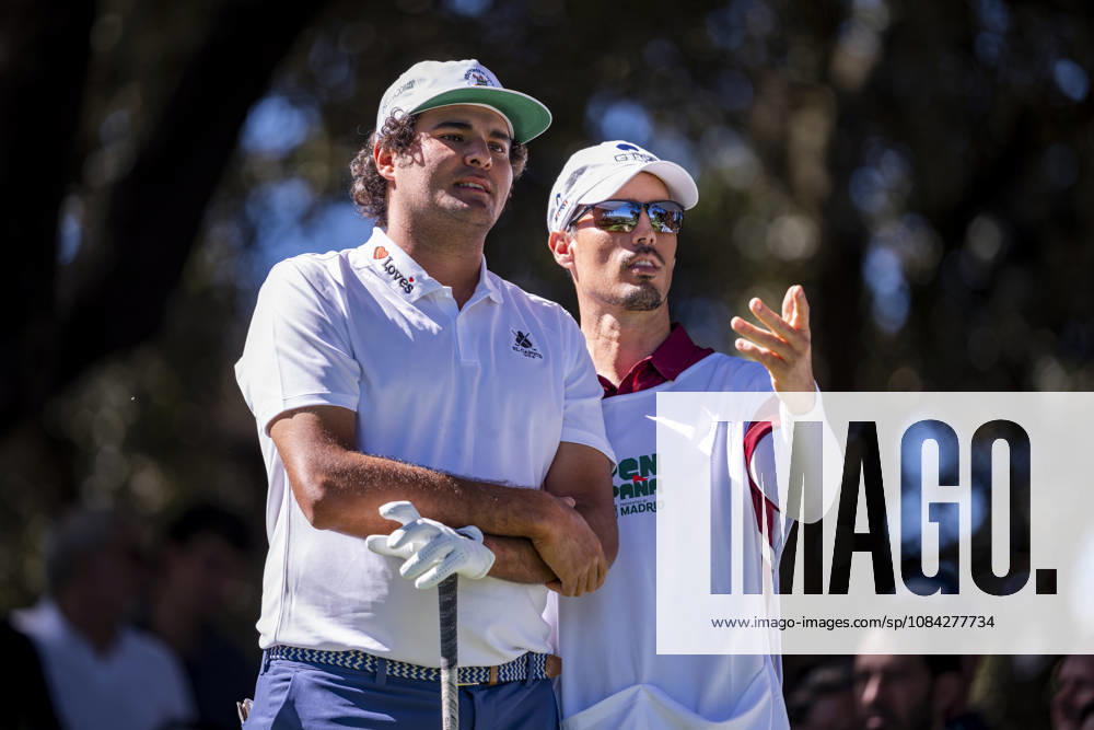 Open de Espana presented by Madrid - Day Two MADRID, SPAIN - OCTOBER 9: Eugenio Chacarra of Spain (L) interacts with his caddie on day two of the Open de Espana presented by Madrid at Club de Campo Villa de Madrid on October 9, 2026 in Madrid, Spain. Madrid Club de Campo Villa de Madrid Madrid Spain