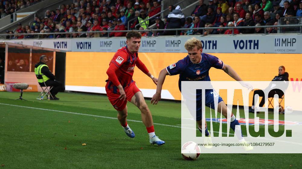 Fussball 2.Bundesliga, 1.FC Heidenheim - 1.FC Kaiserslautern v.l. Paul Hennrich (1FC Heidenheim 1846) Mika Haas (1.FC Kaiserslautern) Zweikampf, Aktion, action, battle for the ball Heidenheim