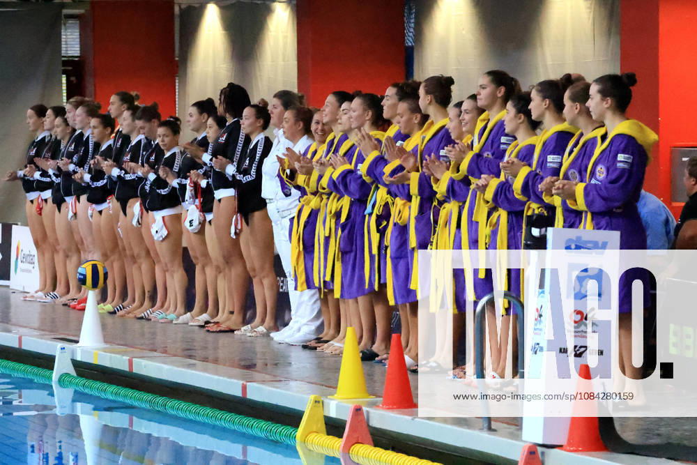 GER, DEU, Deutschland Wasserball Frauen ,Wasserbal Champion League Qualifikation, Saison 2026, Berlin, Spandau 04 vs. UVSE Beide Mannschaften bei der Vorstellung nordphoto GmbH Engler Berlin Schwimmhalle-Schoeneberg Berlin Deutschland