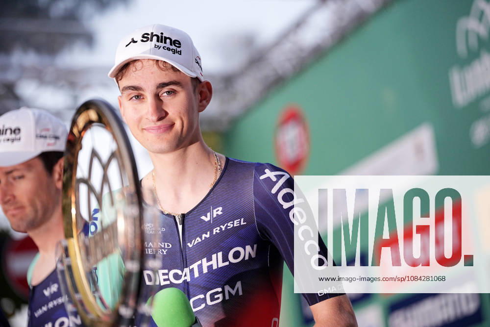 France s Paul Seixas of Decathlon CMA CGM Team during the team presentation on the eve of the 120th edition of Il Lombardia cycling race, in Bergamo on October 9, 2026, prior to the 239 km one-day race from Bergamo to Como, Italy.