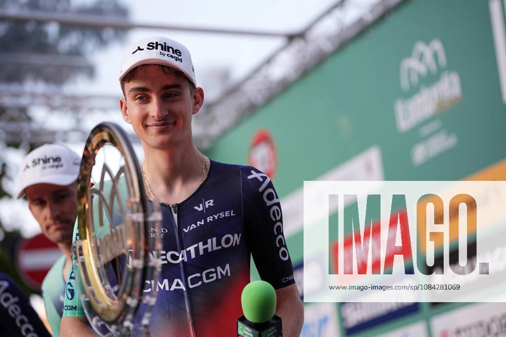France s Paul Seixas of Decathlon CMA CGM Team during the team presentation on the eve of the 120th edition of Il Lombardia cycling race, in Bergamo on October 9, 2026, prior to the 239 km one-day race from Bergamo to Como, Italy.