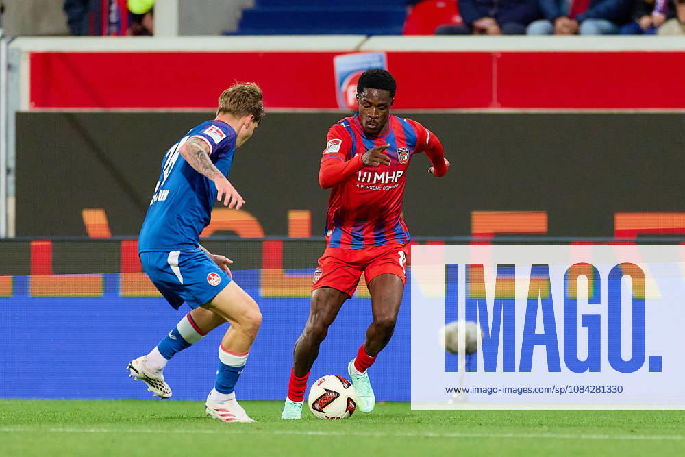 Zweikampf, Duell zwischen Paul Joly (1. FC Kaiserslautern, 26) und Christian Conteh (1.FC Heidenheim, 10) GER, 1. FC Heidenheim 1846 vs. 1. FC Kaiserslautern, Fussball, 2. Bundesliga, 7. Spieltag, Spielzeit 2026 2027, 09.10.2026 DFL regulations prohibit any use of photographs as image sequences and or quasi-video. GER, 1. FC Heidenheim 1846 vs. 1. FC Kaiserslautern, Fussball, 2. Bundesliga, 7. Spieltag, Spielzeit 2026 2027, 09.10.2026 Heidenheim an der Brenz