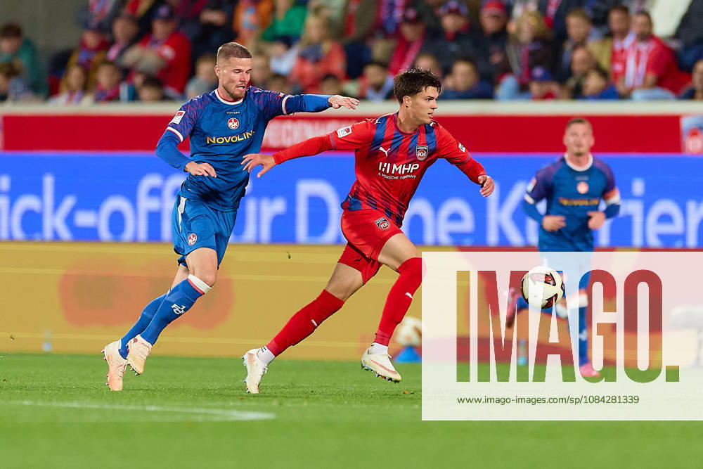 Laufduell zwischen 13k und Mathias Honsak (1.FC Heidenheim, 17) GER, 1. FC Heidenheim 1846 vs. 1. FC Kaiserslautern, Fussball, 2. Bundesliga, 7. Spieltag, Spielzeit 2026 2027, 09.10.2026 DFL regulations prohibit any use of photographs as image sequences and or quasi-video. GER, 1. FC Heidenheim 1846 vs. 1. FC Kaiserslautern, Fussball, 2. Bundesliga, 7. Spieltag, Spielzeit 2026 2027, 09.10.2026 Heidenheim an der Brenz
