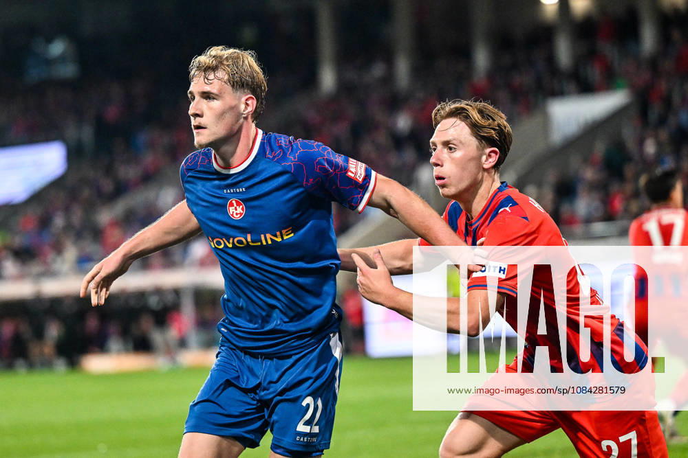 GER, Fussball, Herren, 2. Bundesliga, 7. Spieltag, 1. FC Heidenheim vs 1. FC Kaiserslautern Mika Haas (Kaiserslautern, 22), Michael Heule (Heidenheim, 27) Heidenheim Voith-Arena Baden-Württemberg Deutschland