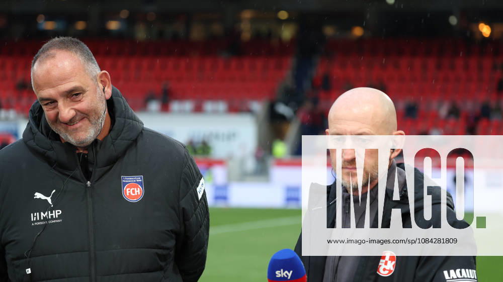 Fussball 2.Bundesliga, 1.FC Heidenheim - 1.FC Kaiserslautern v.l. Frank Schmidt Trainer (1FC Heidenheim 1846) Torsten Lieberknecht Trainer (1.FC Kaiserslautern) bei SKY Heidenheim