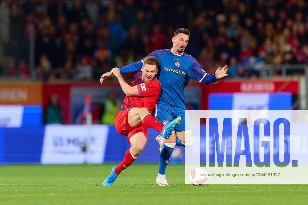 Zweikampf, Duell zwischen Patrick Mainka (1.FC Heidenheim, 06) und Mergim Berisha (FC Kaiserslautern, 20) GER, 1. FC Heidenheim 1846 vs. 1. FC Kaiserslautern, Fussball, 2. Bundesliga, 7. Spieltag, Spielzeit 2026 2027, 09.10.2026 DFL regulations prohibit any use of photographs as image sequences and or quasi-video. GER, 1. FC Heidenheim 1846 vs. 1. FC Kaiserslautern, Fussball, 2. Bundesliga, 7. Spieltag, Spielzeit 2026 2027, 09.10.2026 Heidenheim an der Brenz