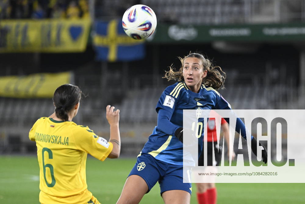 KAUNAS, LITAUEN 20261009 Sveriges Rosa Kafaji under fredagens fotbollsmatch, VM-playoff, mellan Litauen och Sverige pa Dariaus ir Girà no stadionas.