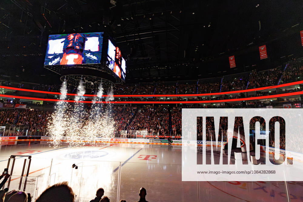 COLONGE, GERMANY - 9 OCTOBER 2026: Image shows pregame show of Kölner Haie in LANXESS arena during PENNY DEL 2026 27 Regular Season, Matchday 7: Kölner Haie vs Schwenninger Wild Wings at LANXESS arena on 9 10 2026 in Colonge, Germany. Germany