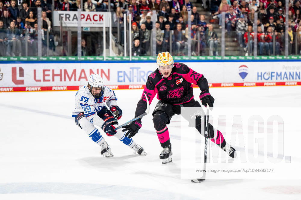 Eishockey - Saison 2026 2027 - Penny DEL - Nürnberg Ice Tigers Icetigers - Adler Mannheim - ThHa - - William Dufour (25, Nürnberg Ice Tigers, NIT ) Max Calce (39, Adler Mannheim )