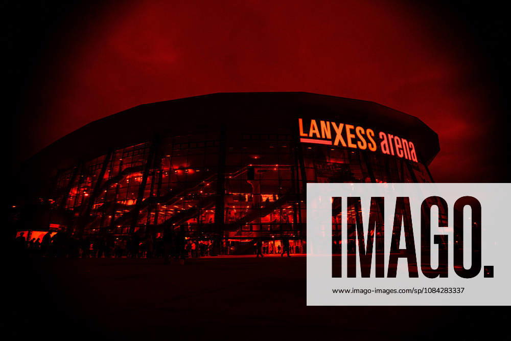 COLOGNE, GERMANY - 9 OCTOBER, 2026: (Editor note: used red filter) General view of Lanxes Arena - The PENNY DEL Ice hockey, Eishockey match Koelner Haie vs. Schwenninger Wild Wings at LANXESS arena.