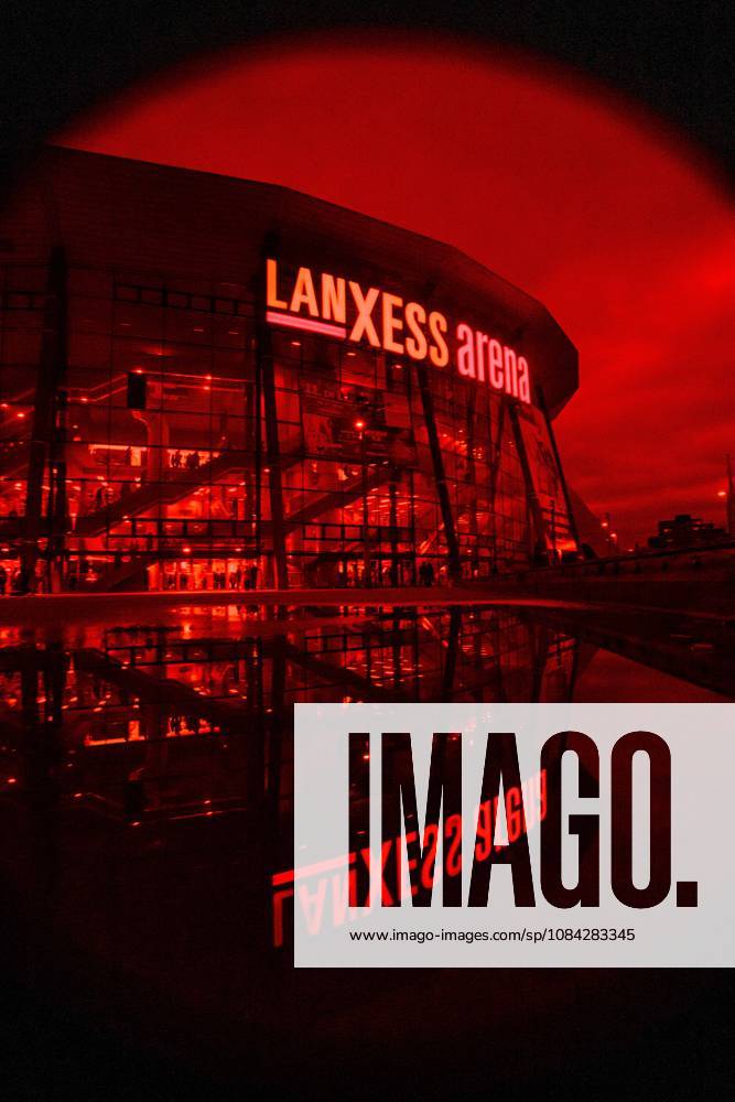 COLOGNE, GERMANY - 9 OCTOBER, 2026: (Editor note: used red filter) General view of Lanxes Arena - The PENNY DEL Ice hockey, Eishockey match Koelner Haie vs. Schwenninger Wild Wings at LANXESS arena.