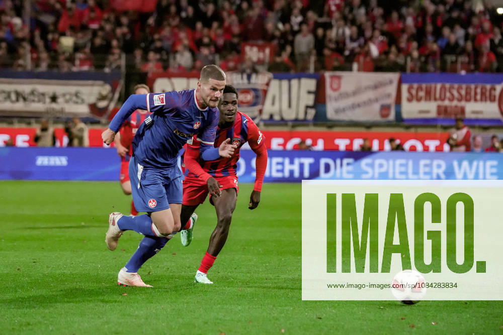 Deutschland: Fussball Saison 2026 2027 , 2. Bundesliga , 7. Spieltag , 1. FC Heidenheim vs. 1. FC Kaiserslautern - Voith-Arena (Heidenheim) : Jan Elvedi (1. FC Kaiserslautern, 33) im Zweikampf mit Christian Conteh (1. FC Heidenheim, 10) Heidenheim Voith-Arena Deutschland Germany