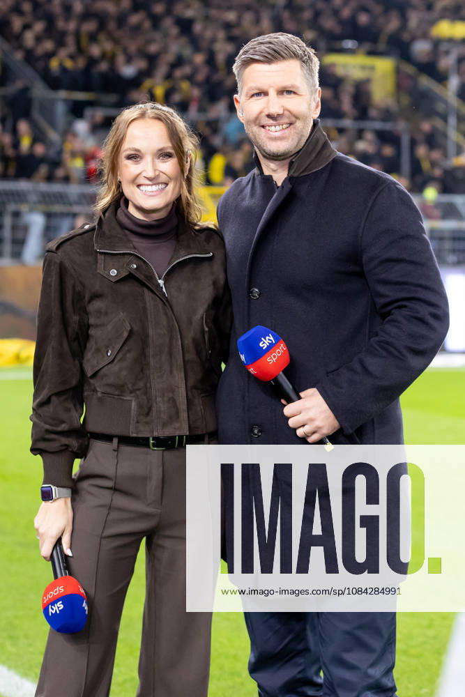 Dortmund, Deutschland 09. Oktober 2026: 1. BL - 2026 2027 - Sp. 5 - Borussia Dortmund gegen SV Werder Bremen Im Bild: Nele Ocik (SKY Modderatorin), Thomas Hitzelsperger (SKY Experte) DFL DFB regulations prohibit any use of photographs as image sequences and or quasi-video. Signal Iduna Park Nordrhein Westfalen