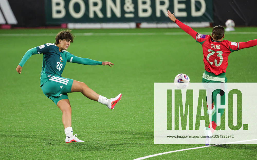 2027 FIFA Women s World Cup Round One Qualifying Play-off First Leg, Inver Park, Larne 9 10 2026 Northern Ireland vs Portugal Northern Irelands Fionnuala Morgan with Portugal s Telma Encarnaca Fionnuala Morgan with Telma Encarnaca 9 10 2026