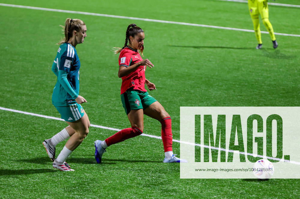 2027 FIFA Women s World Cup Round One Qualifying Play-off First Leg, Inver Park, Larne 9 10 2026 Northern Ireland vs Portugal Northern Irelands Lauren Wade with Portugal s Carolina Correia Lauren Wade with Carolina Correia 9 10 2026