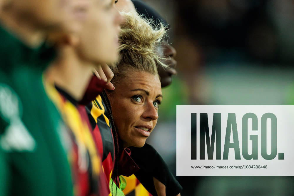 Linda Dallmann (Germany, 16) during the national anthem befofre the International Friendly, Länderspiel, Nationalmannschaft match between Germany vs. Australia at BBBank Wildpark on October 09, 2026 in Karlsruhe, Germany. Germany