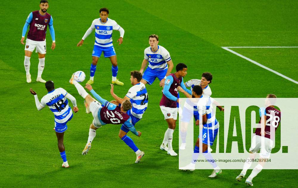 Jarrod Bowen of West Ham United goes close with an overhead kick West Ham United v Queens Park Rangers, EFL Championship, Football, London Stadium, London, UK - 09 Oct 2026London London Stadium United Kingdom