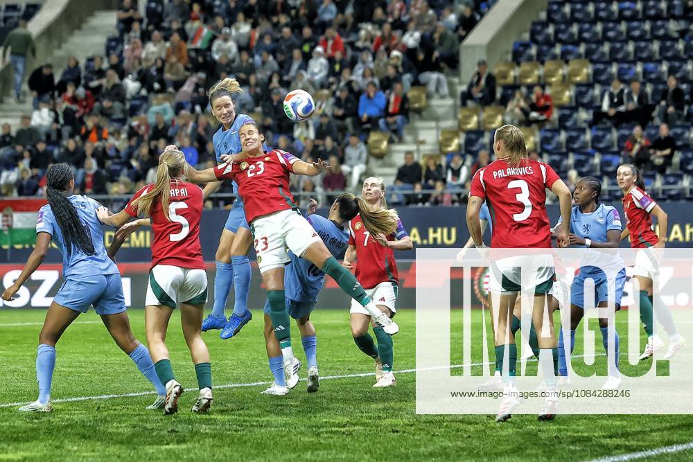 , Pancho Arena, season 2026 2027 , UEFA worldcup qualification football play-offs round 1 , match between Hungary and The Netherlands (women) 1st leg , Pictures shows Netherlands player Damaris Egurrola scores 0-5 Hungary - Netherlands (women) x208079098x