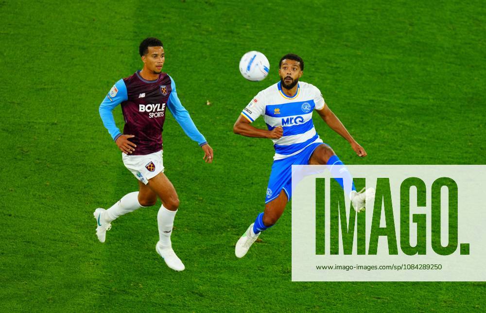 Jake Clarke-Salter of QPR and Divine Mukasa of West Ham United West Ham United v Queens Park Rangers, EFL Championship, Football, London Stadium, London, UK - 09 Oct 2026London London Stadium United Kingdom