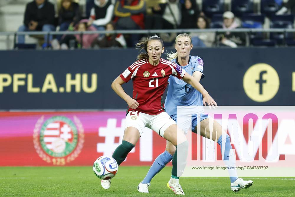 , Pancho Arena, season 2026 2027 , UEFA worldcup qualification football play-offs round 1 , match between Hungary and The Netherlands (women) 1st leg , Pictures shows Netherlands player Jill Roord and Hungary player Fanni Nagy Hungary - Netherlands (women) x208079518x