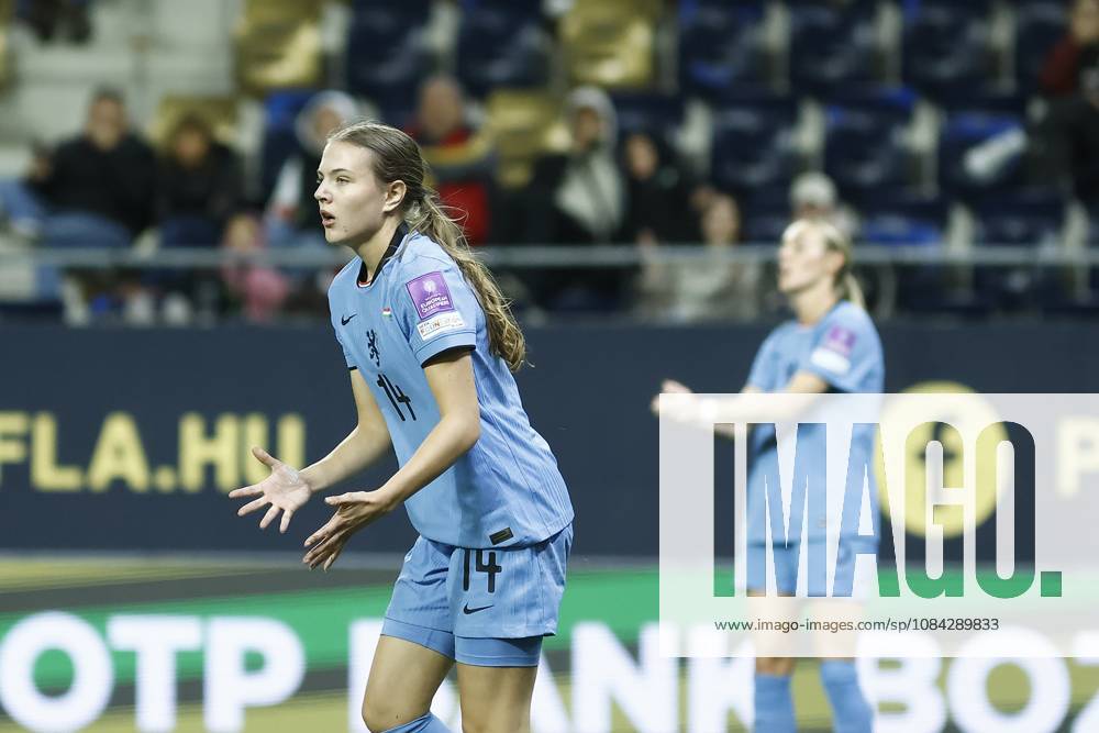 , Pancho Arena, season 2026 2027 , UEFA worldcup qualification football play-offs round 1 , match between Hungary and The Netherlands (women) 1st leg , Pictures shows Netherlands player Lotte Keukelaar Hungary - Netherlands (women) x208079523x