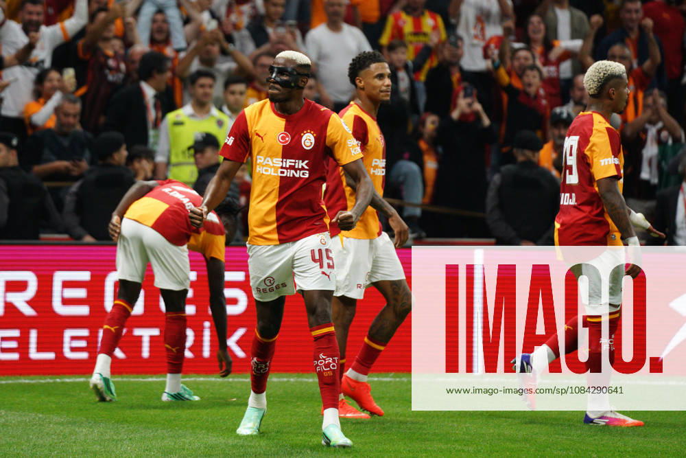 Victor Osimhen (C) of Galatasaray celebrates after goal scored by Mario Lemina during the Turkish Super League 2026 27 match between Galatasaray and Kasimpasa at RAMS Park Stadium in Istanbul, Turkey, on October 9, 2026. Sariyer Turkey - ZUMAu194 20261009_zip_u194_024